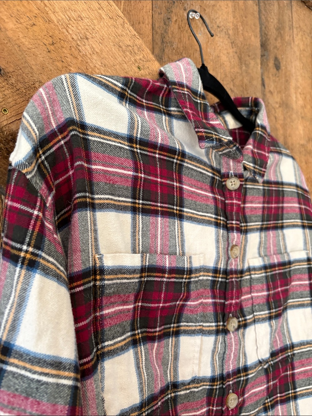 Madewell Womens Plaid Button Down Shirt Red White Black Cotton AF641 Small - Picture 3 of 7